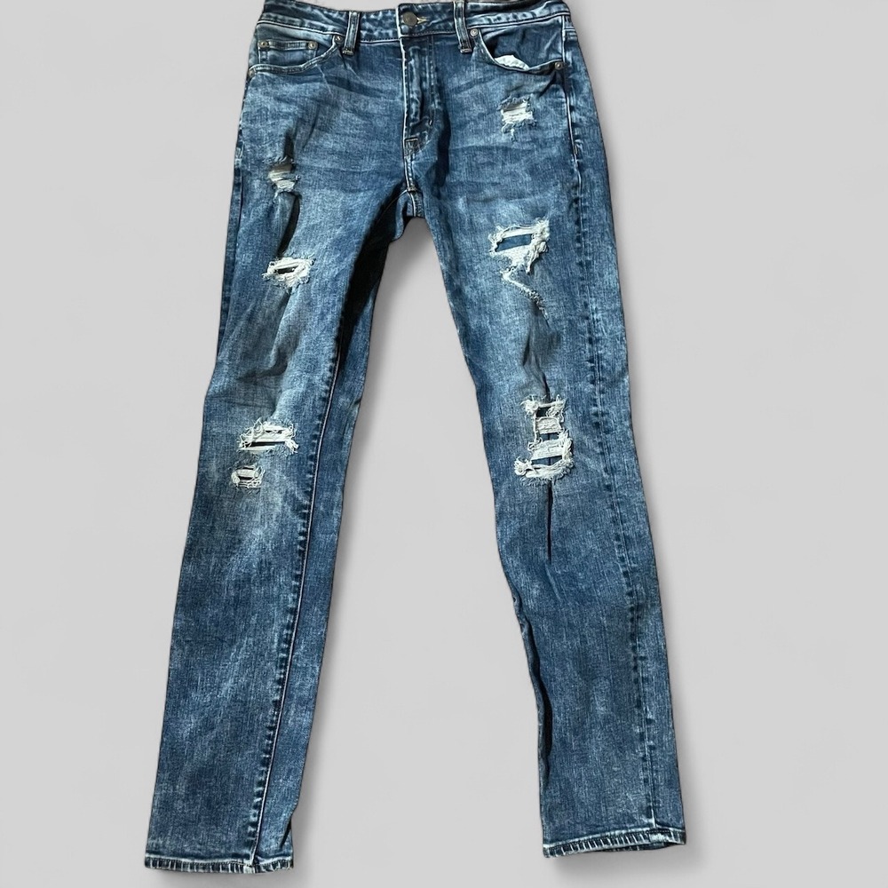American Eagle Men's Slim Straight Flex Ripped Distressed Denim Blue Jeans 30x32